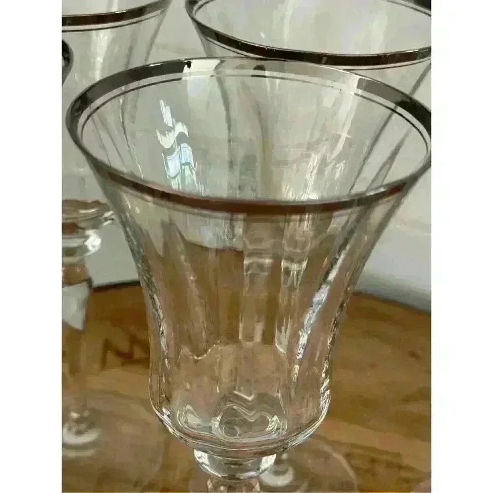 MIKASA Jamestown Clear (Platinum Trim) 9” set of 6 Goblets Excellent Condition
